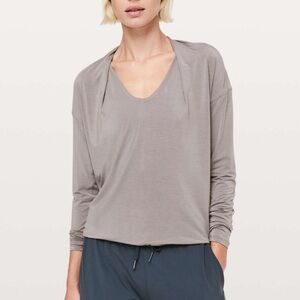 Lululemon Deep Stretch Long Sleeve Top Drape Back Lunar Rock Size 4